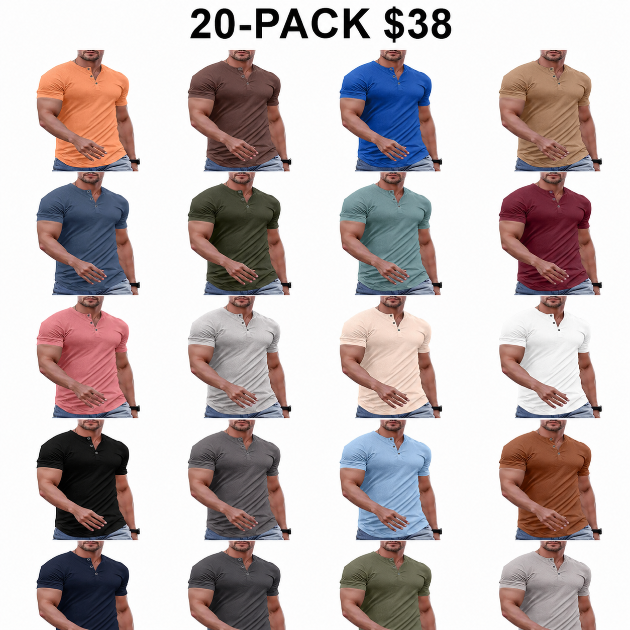 Men's Slim Fit Henley Shirt - Gym & Casual Wear