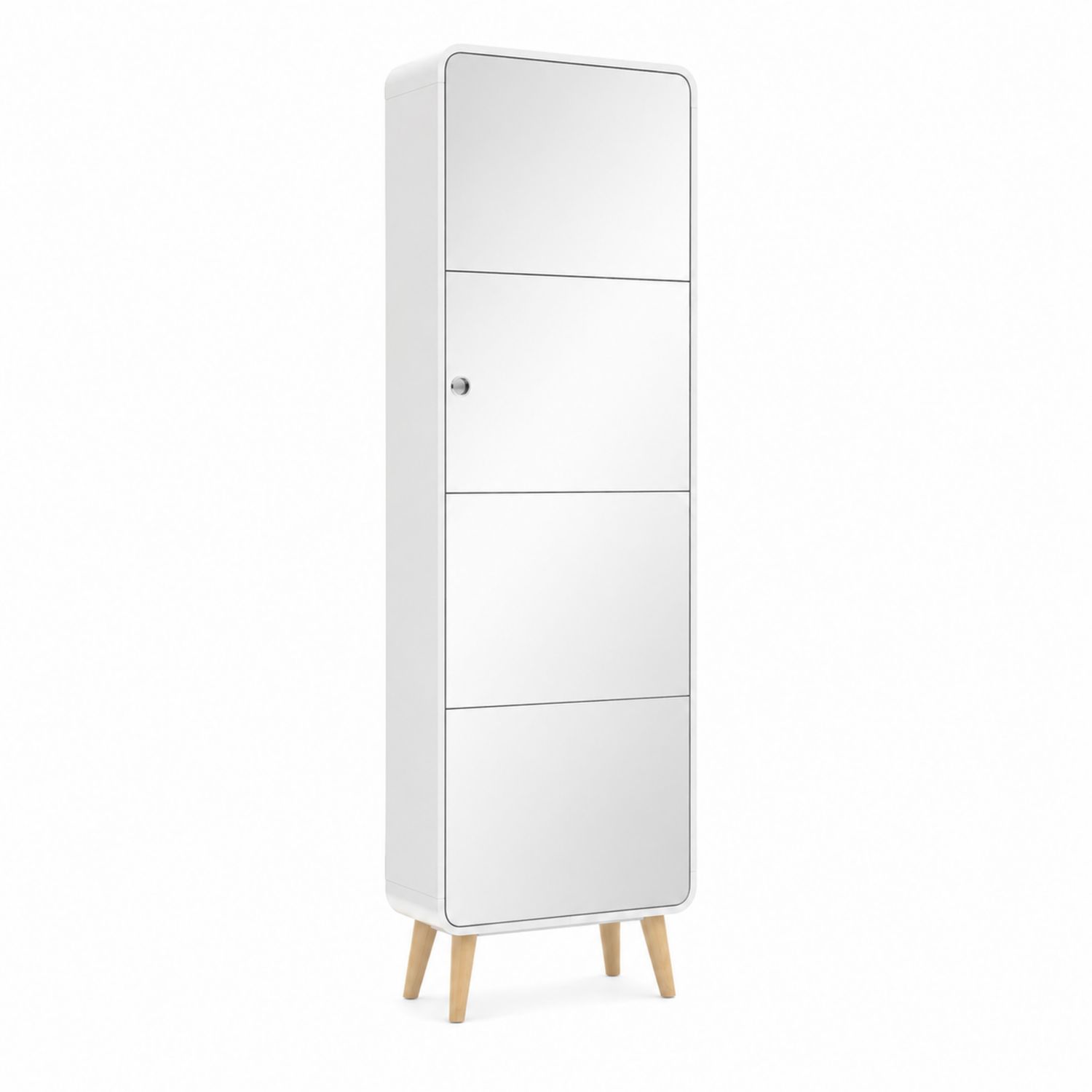 Scarpiera a Specchio Rettangolare in Metallo e Legno Bianco 4 Ante
