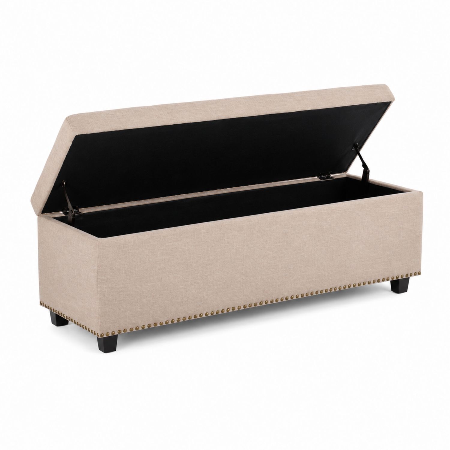 Pouf rettangolare con contenitore in tessuto beige