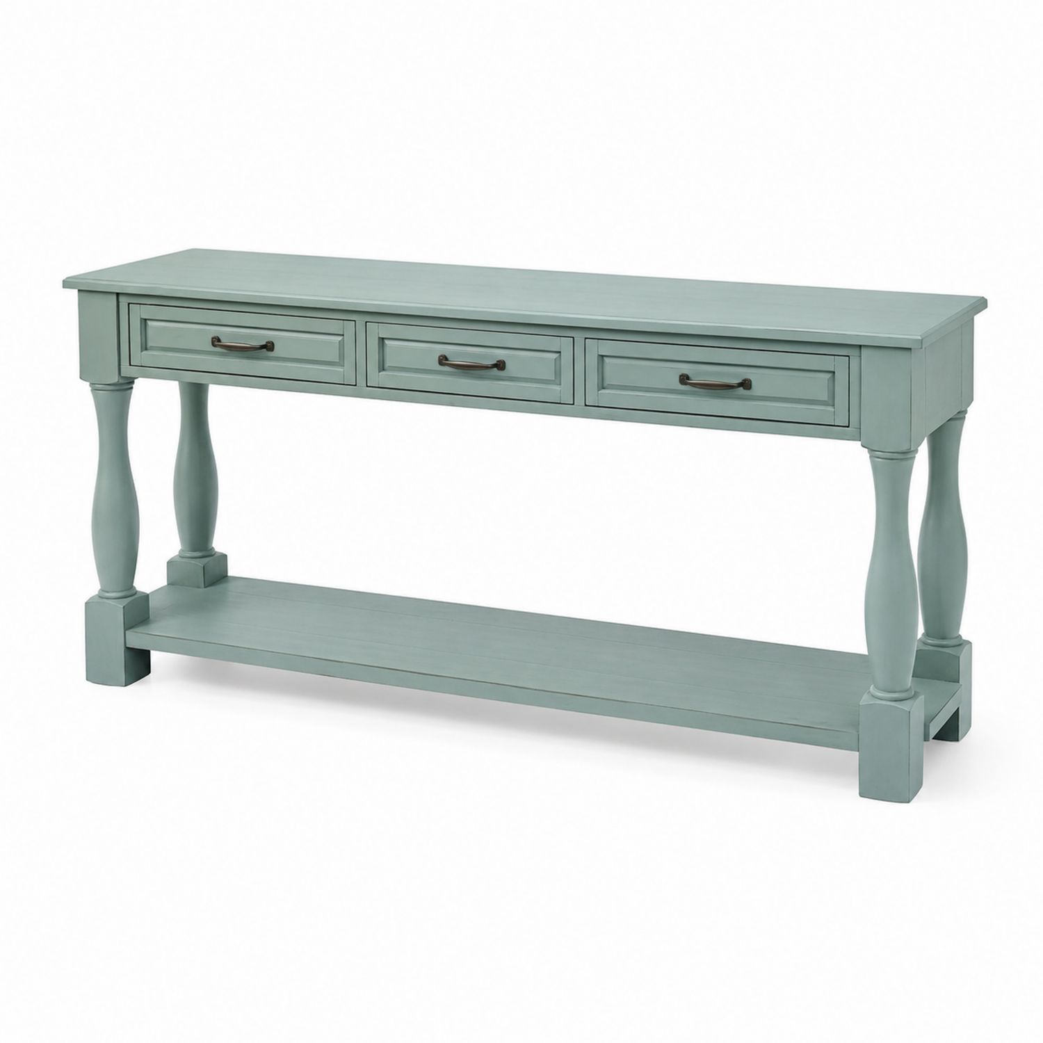 Consolle in legno con tre cassetti Verde Acqua
