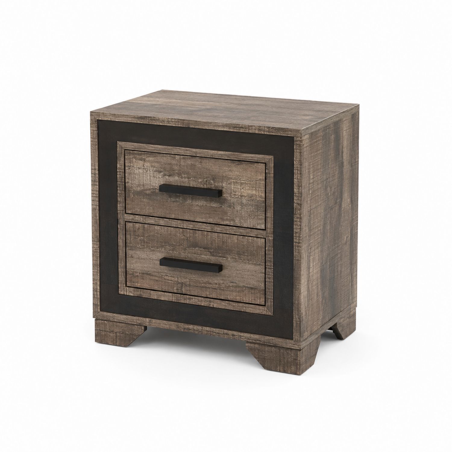 Comodino in Legno Marrone con Due Cassetti