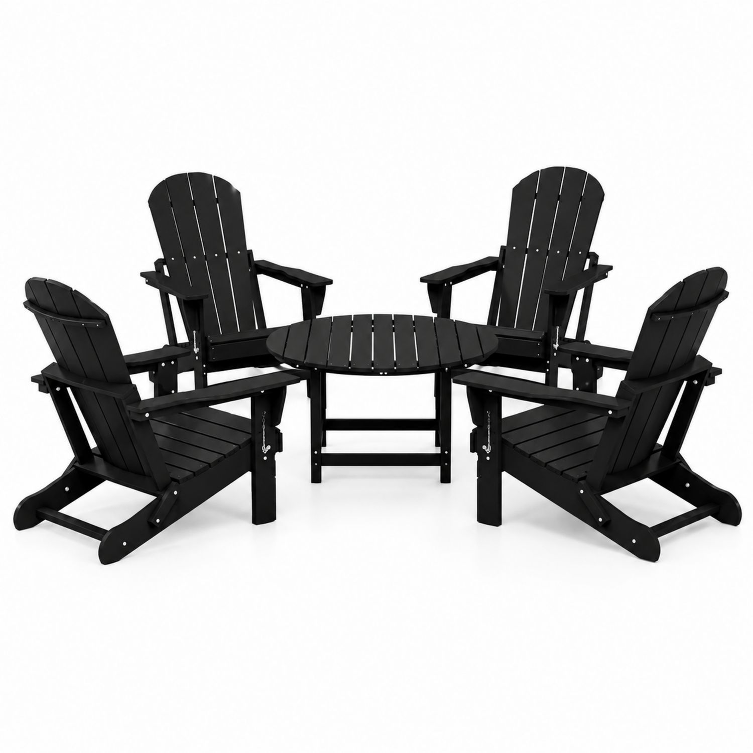 Set di Sedie e Tavolo da Giardino in HDPE Nero