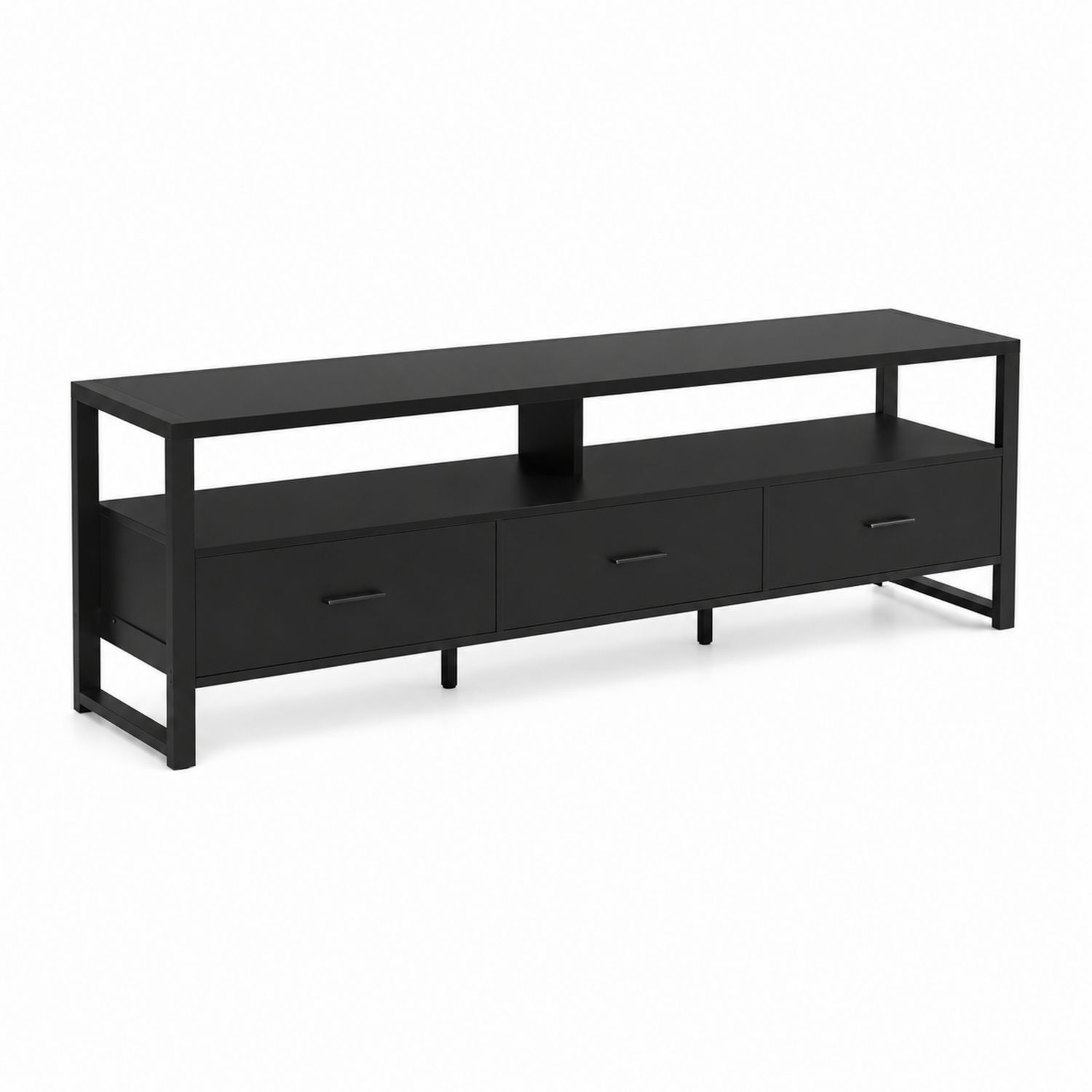 Mobile TV in Metallo e MDF Nero 120x40x50 cm