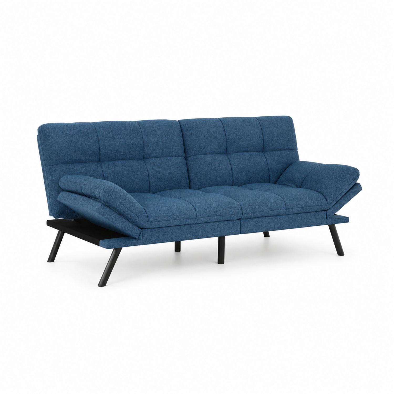 Divano Letto 3 Posti Regolabile in Tessuto Blu