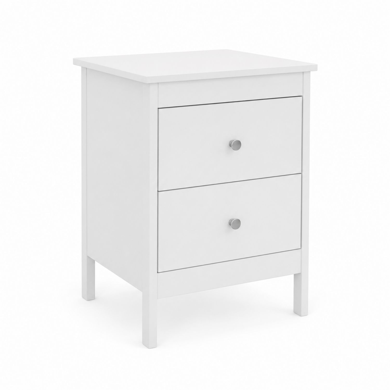 Comodino a 2 Cassetti in Legno Bianco