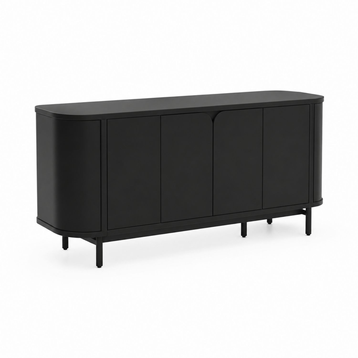 Credenza Buffet Rettangolare Nero in MDF e Metallo