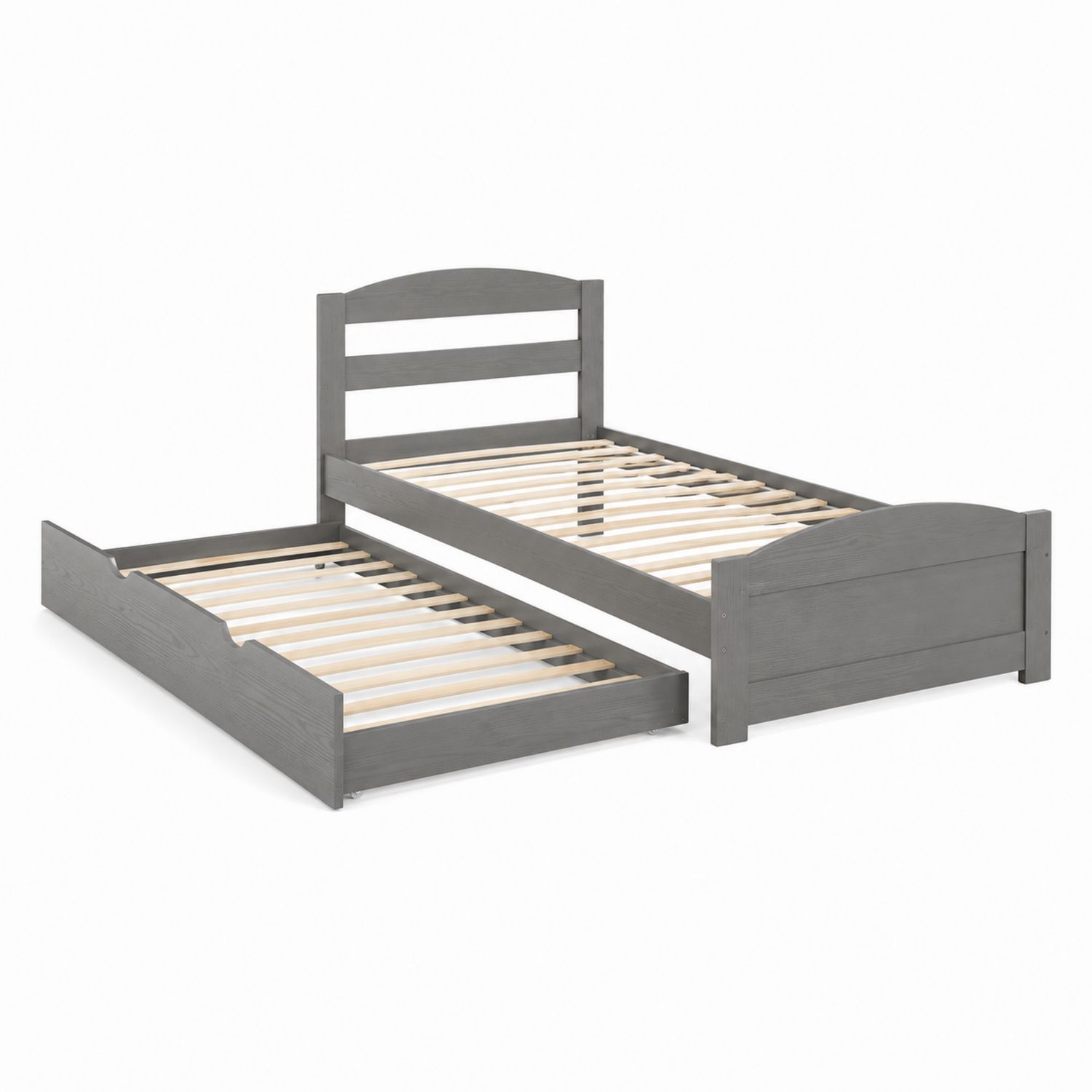 Letto singolo con letto estraibile in legno grigio