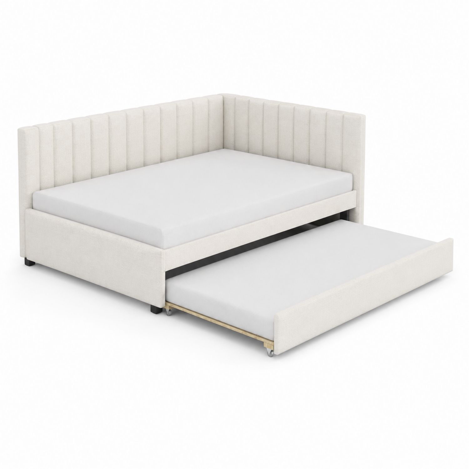 Letto estraibile in tessuto con struttura in legno