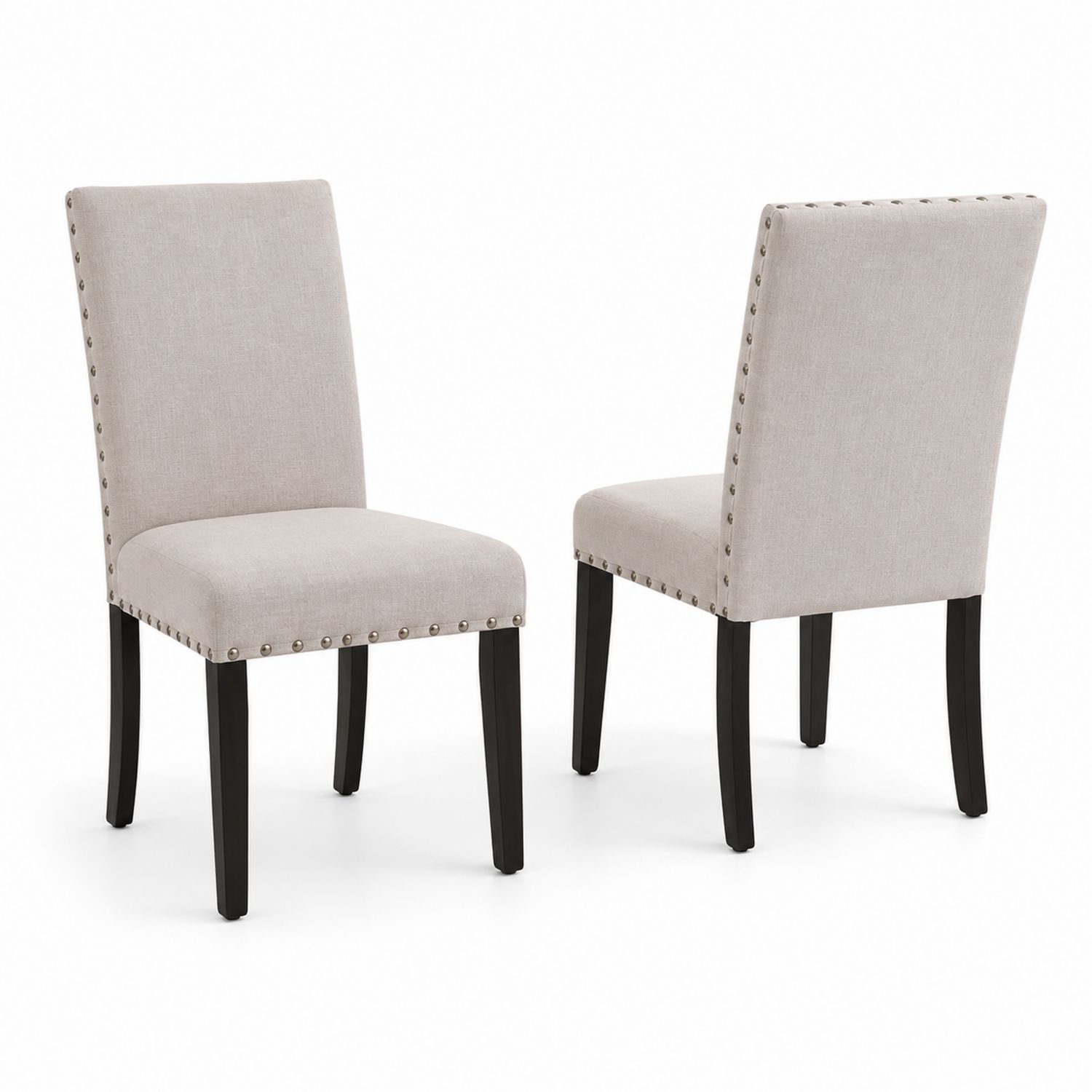 Set di 2 sedie da pranzo in tessuto con gambe in legno