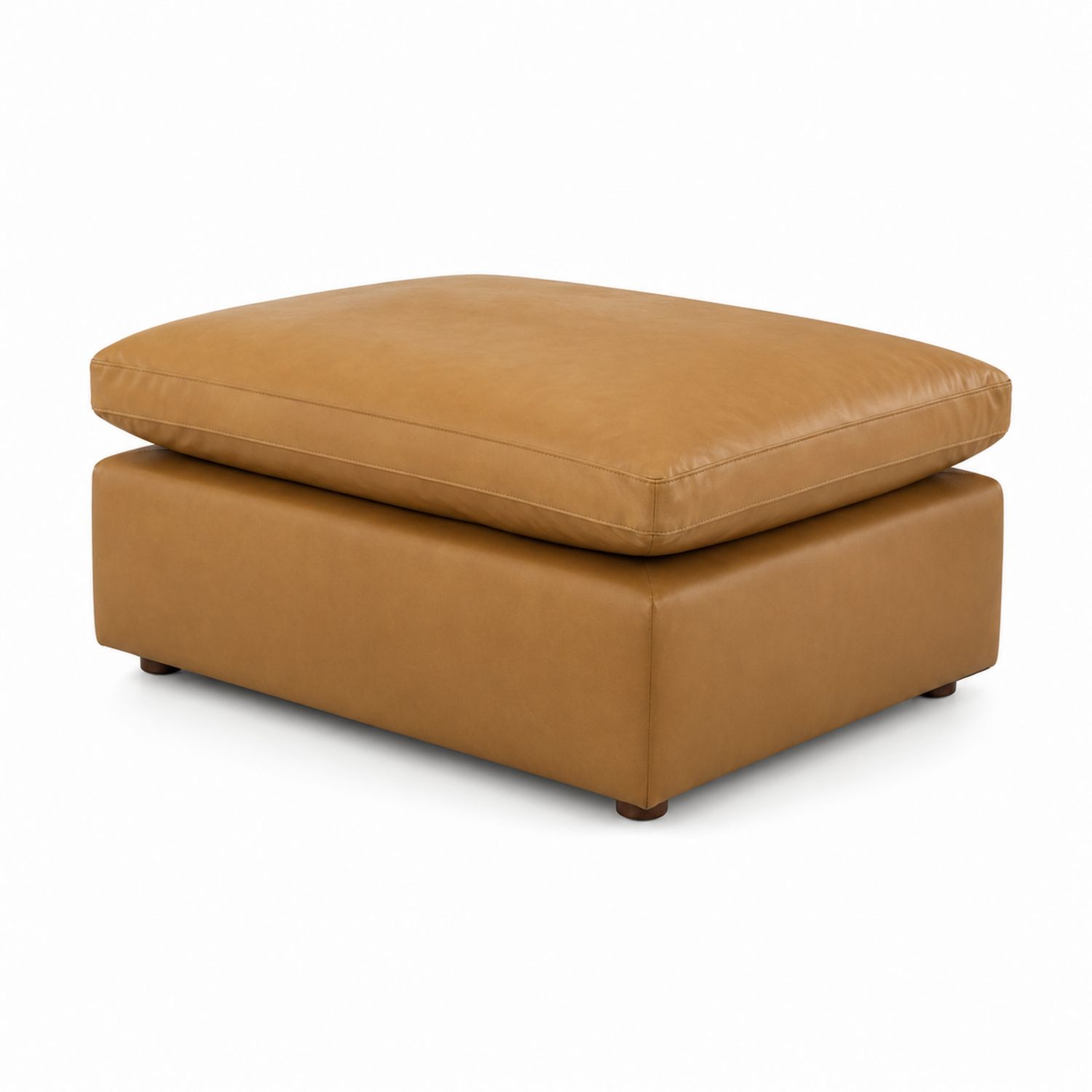 Pouf Poggiapiedi Rettangolare in Pelle Marrone
