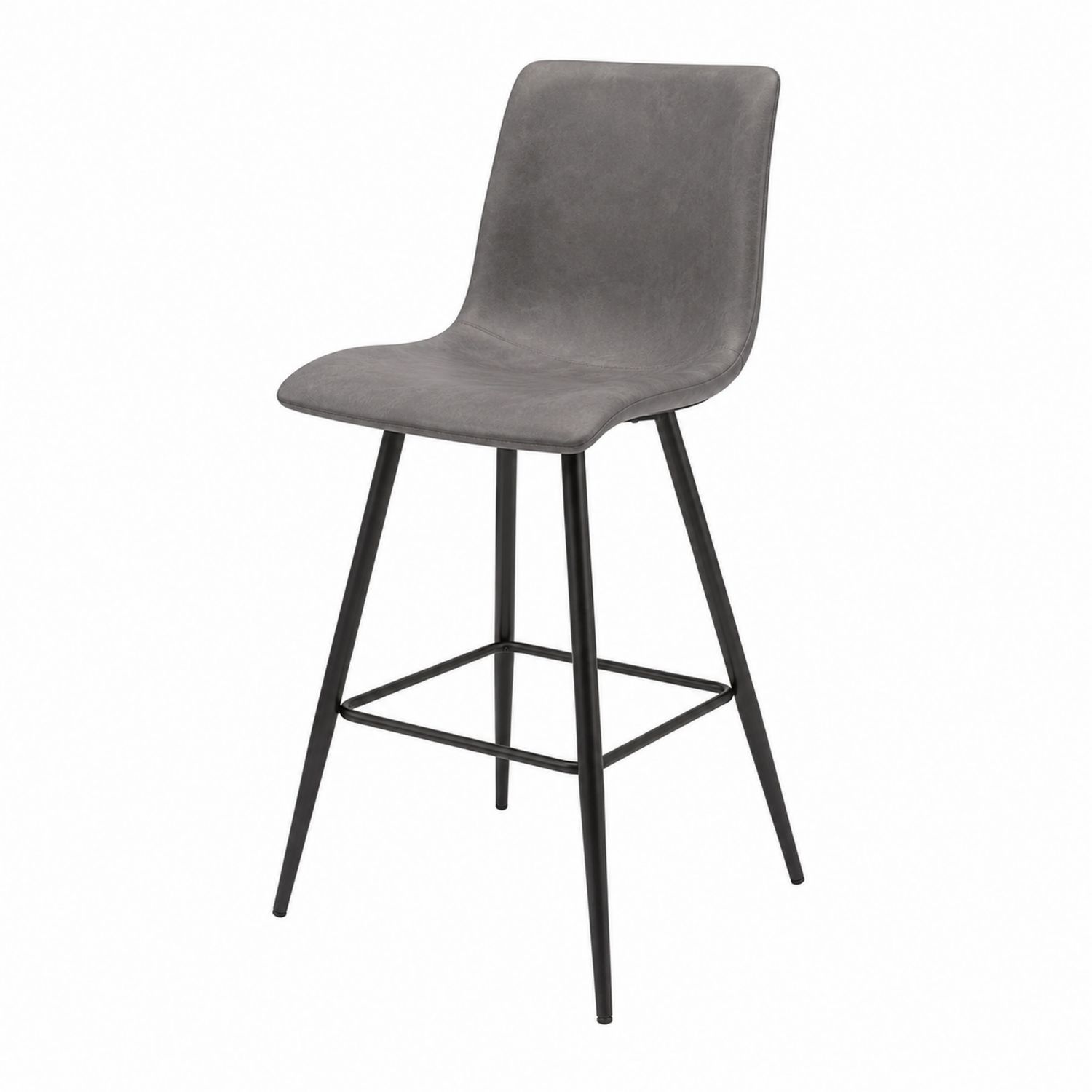 Sgabello da Bar in Microfibra Grigio con Struttura in Metallo