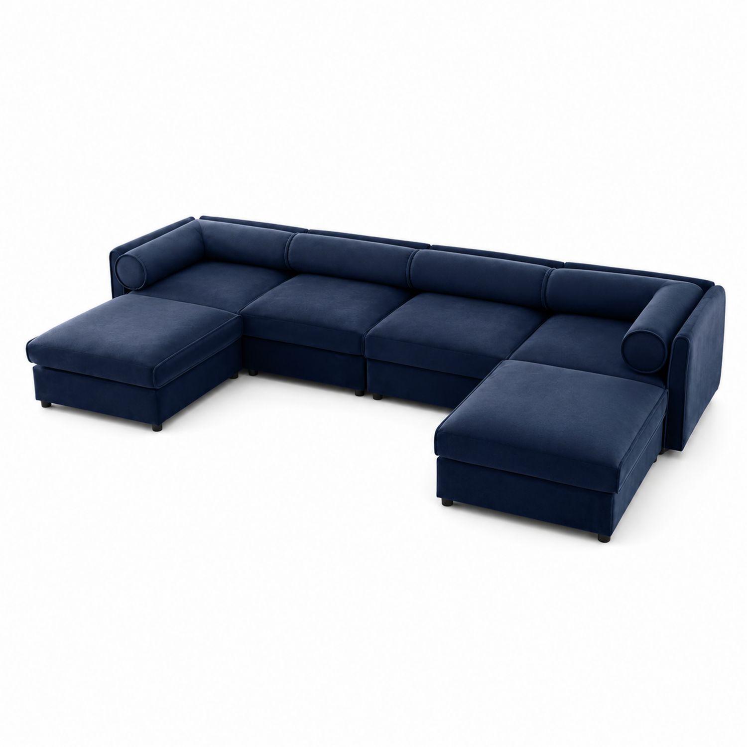 Sofà Modulare ad Angolo in Velluto Blu