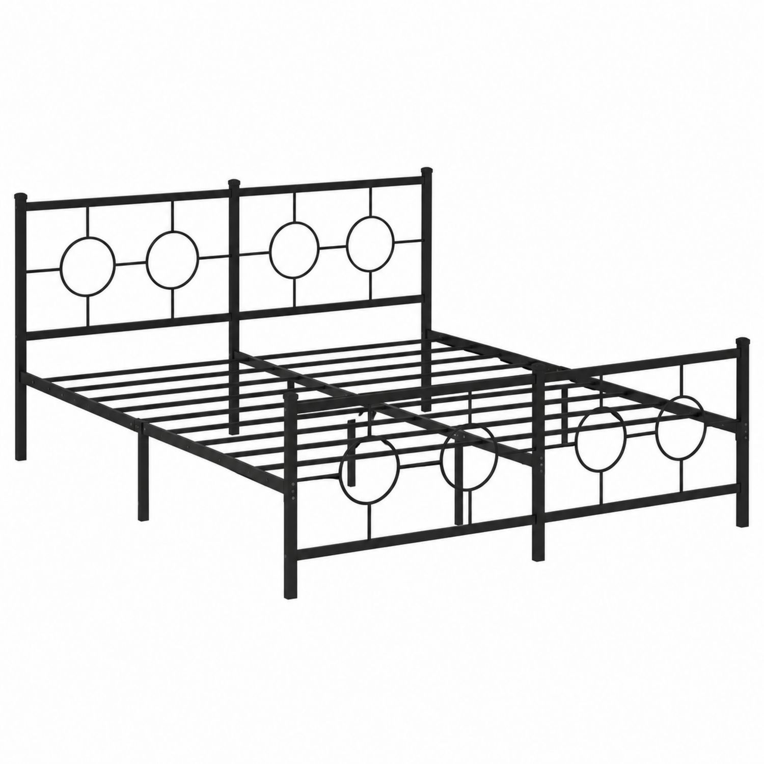 Letto in Metallo Nero con Design Geometrico 200x140 cm