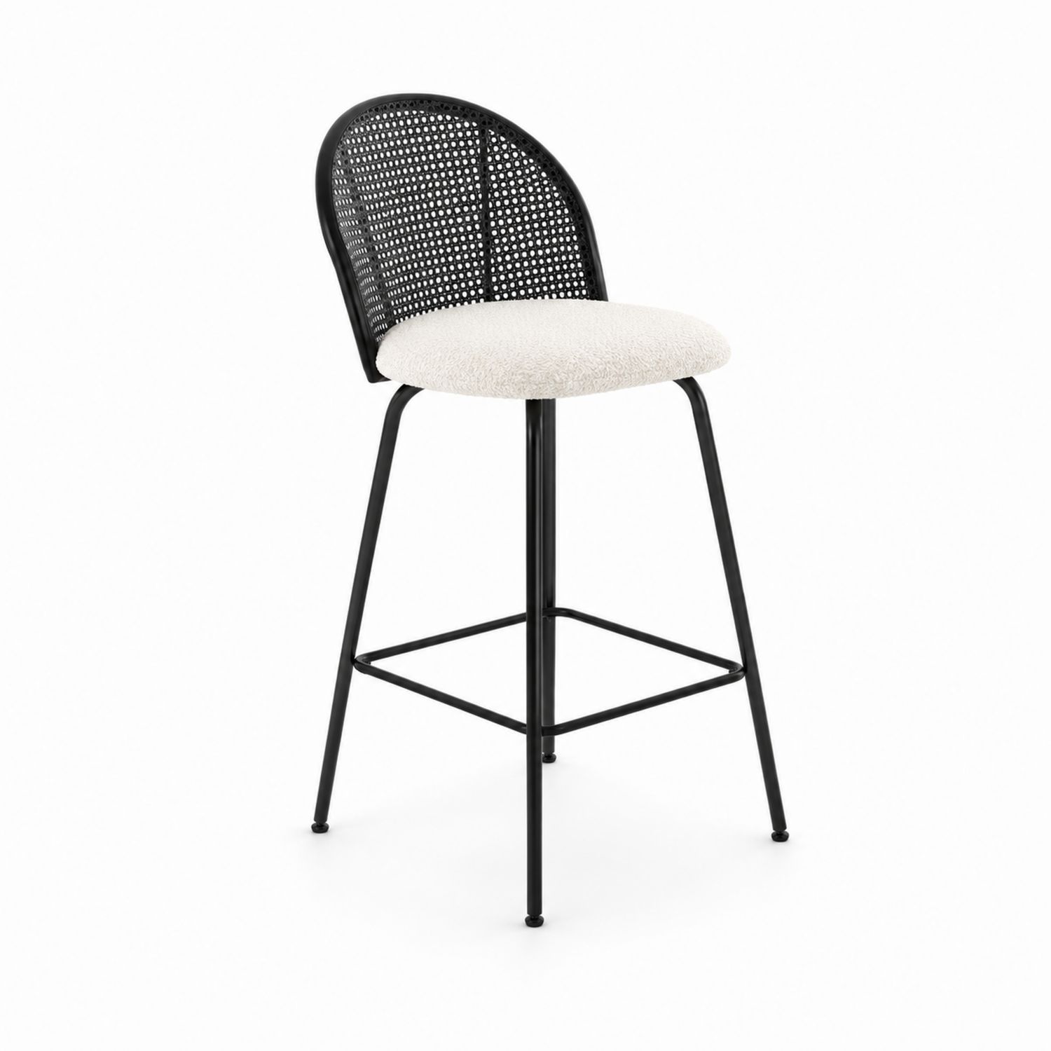 Sgabello Bar Metallo Seduta Poliestere Crema