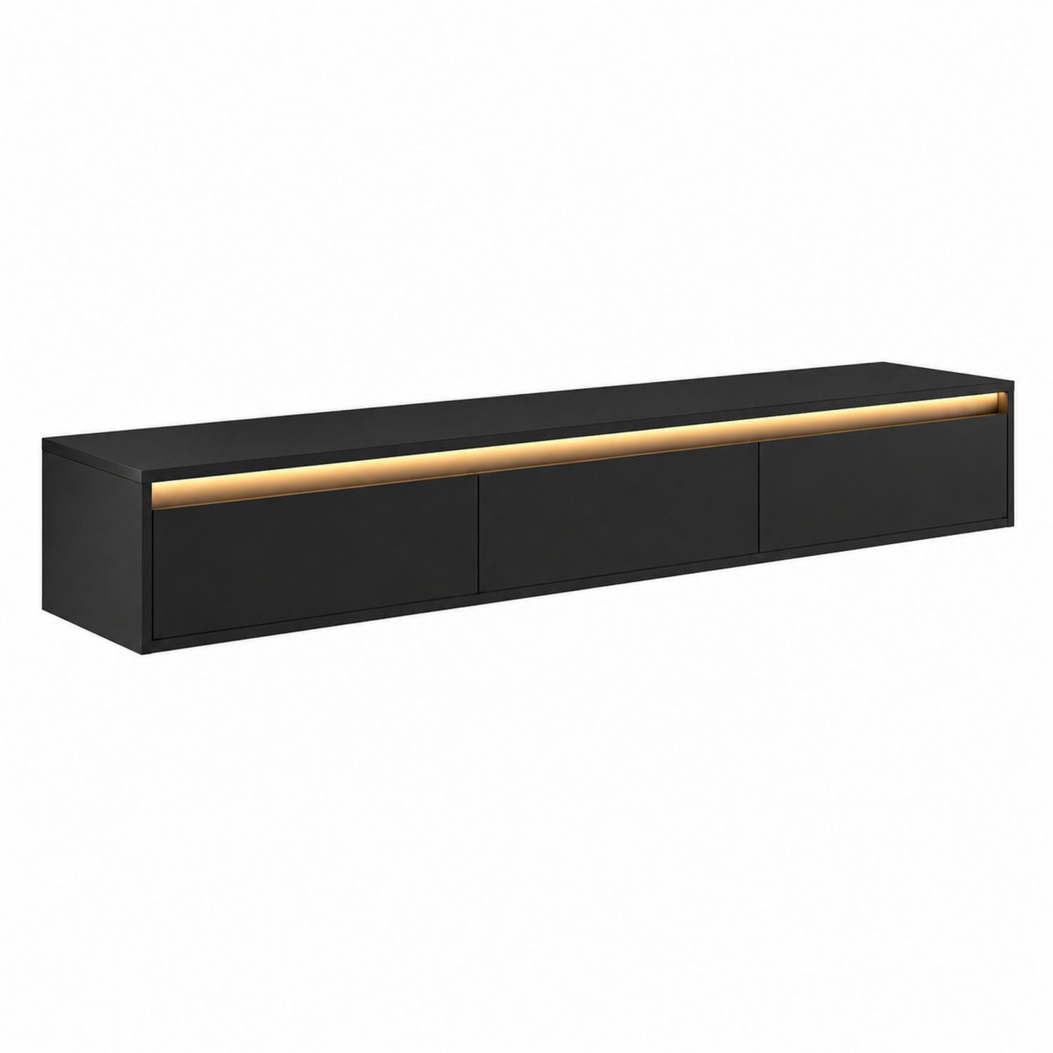 Mobile TV nero con LED e ripiani in MDF 180x30x40 cm