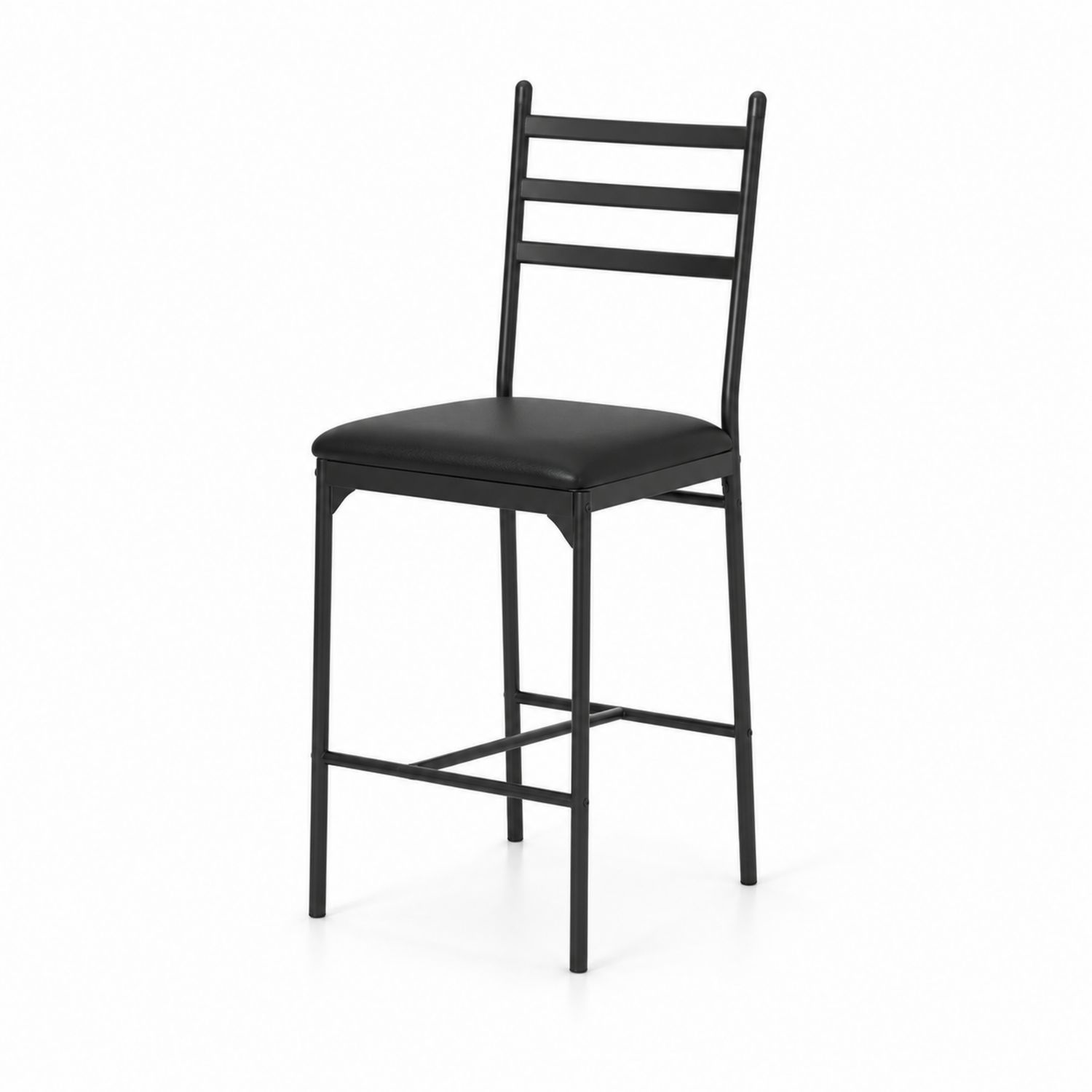 Sgabello in Metallo Nero Seduta in Poliuretano Imbottita
