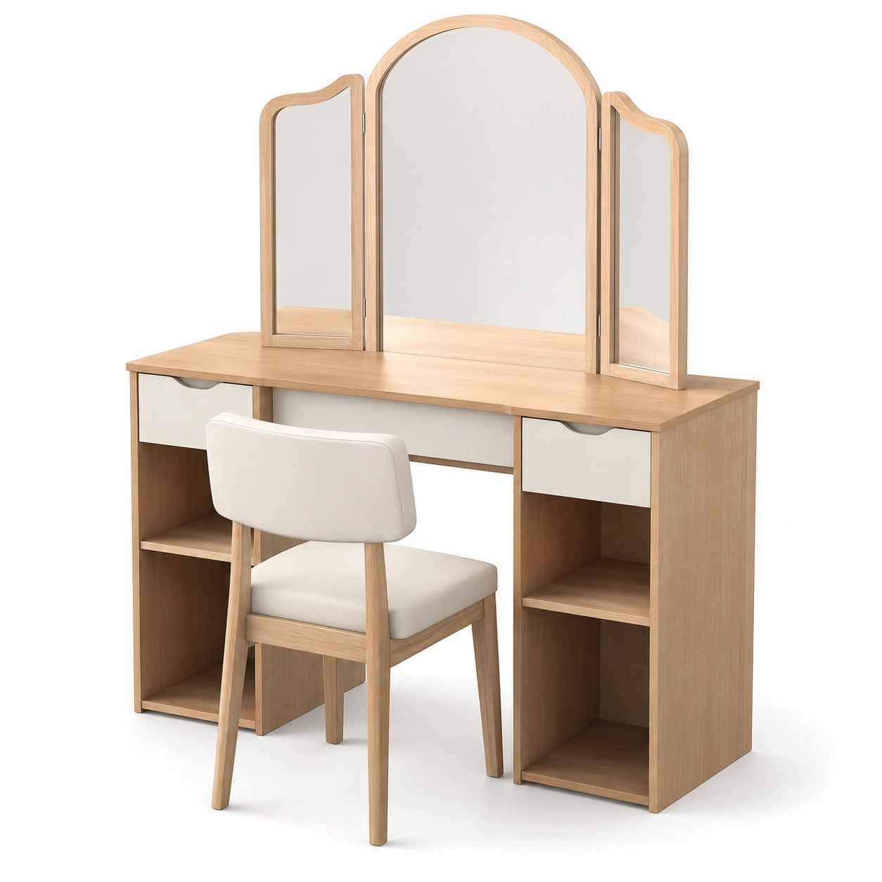 Conjunto de tocador plegable con tres espejos-furnityx
