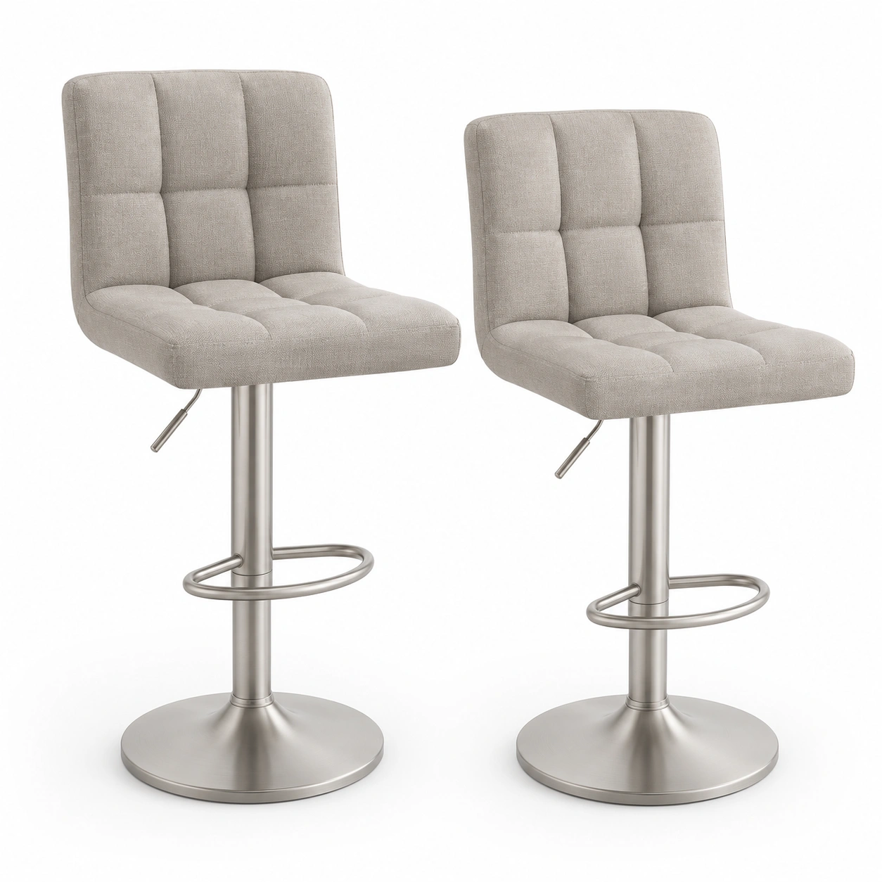 Juego de dos taburetes de bar ajustables tapizados beige-furnityx