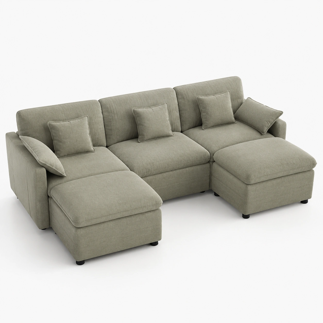 Sofa modular con chaise longue verde-furnityx