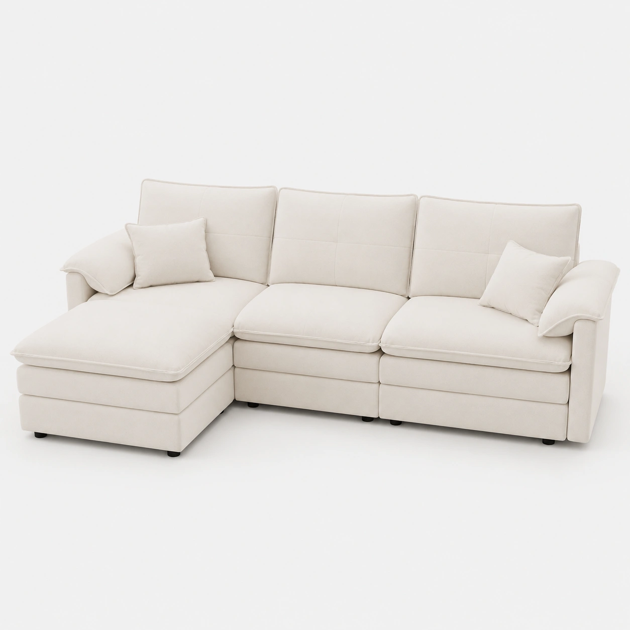 Sofa chaise longue en forma de L color marfil-furnityx