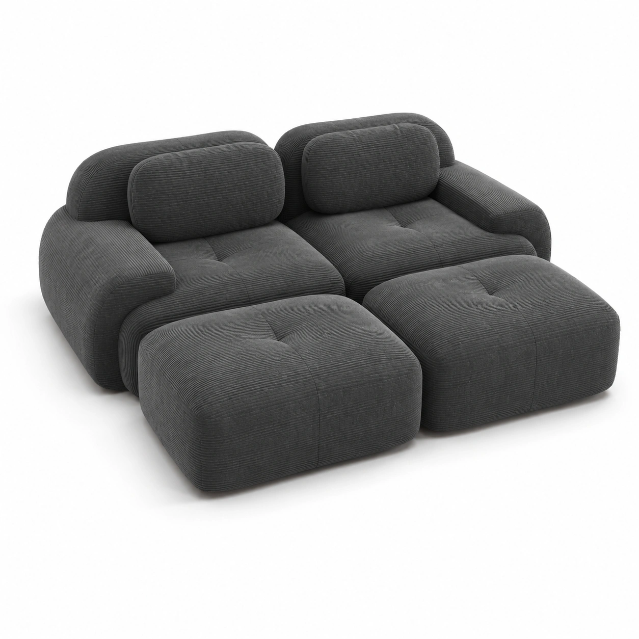 Sofa de dos plazas de pana color gris oscuro-furnityx