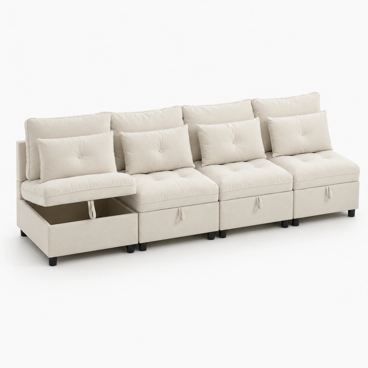 Sofa modular con almacenamiento color marfil-furnityx