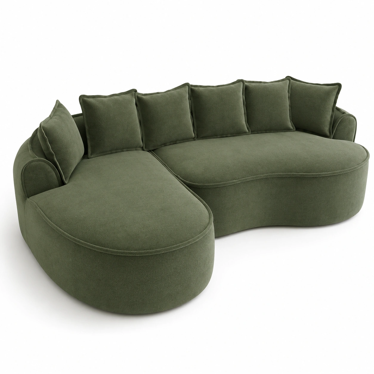 Sofa chaise longue curvo color verde-furnityx