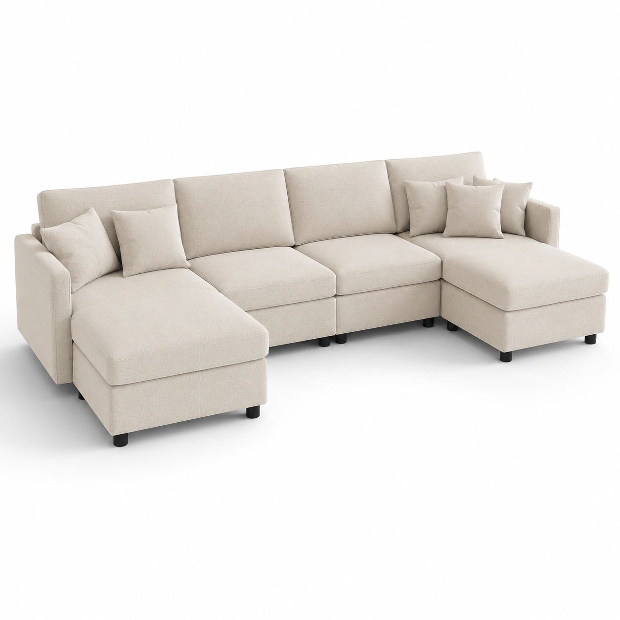 Sofa modular en forma de U color marfil-furnityx