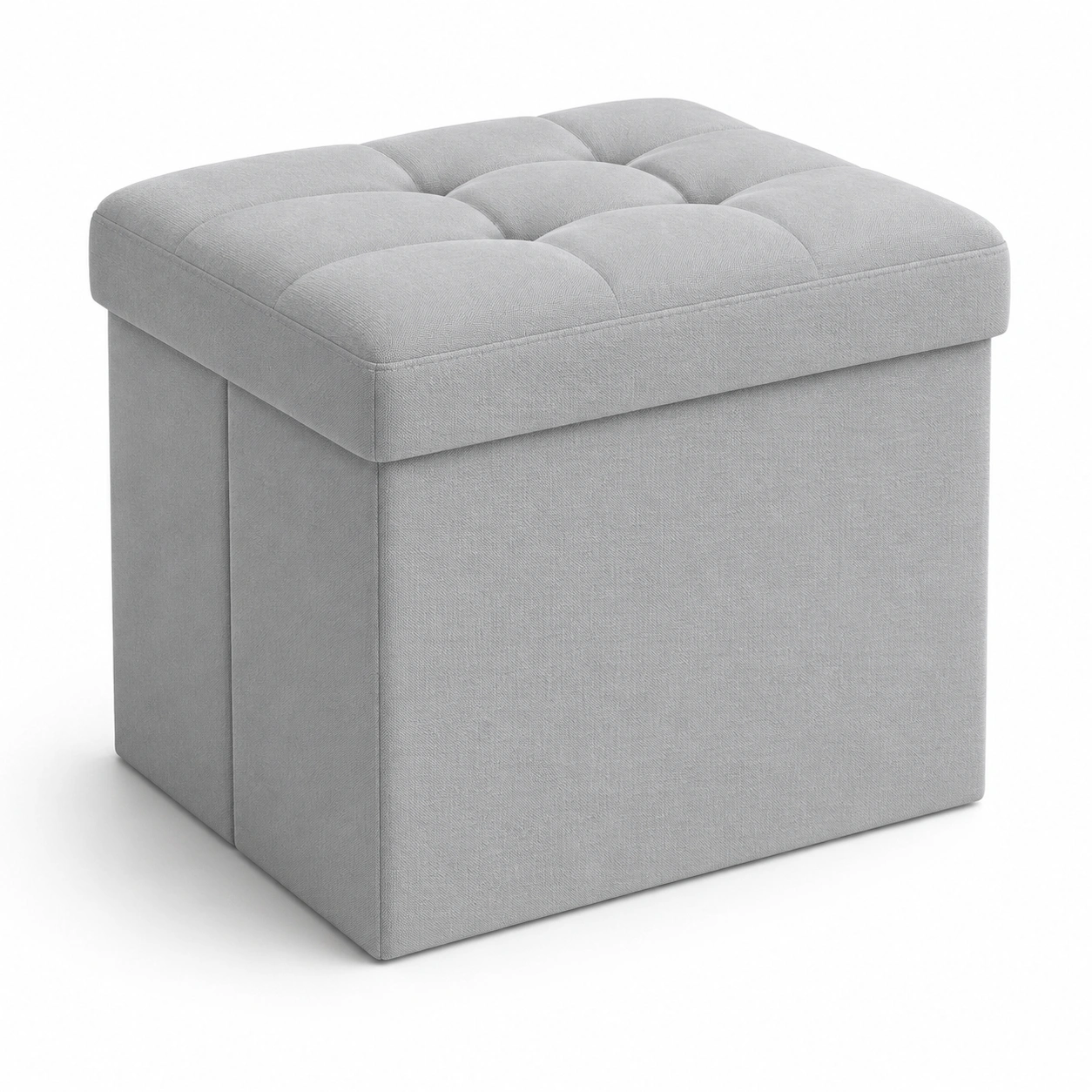 Puf de almacenaje gris acolchado-furnityx