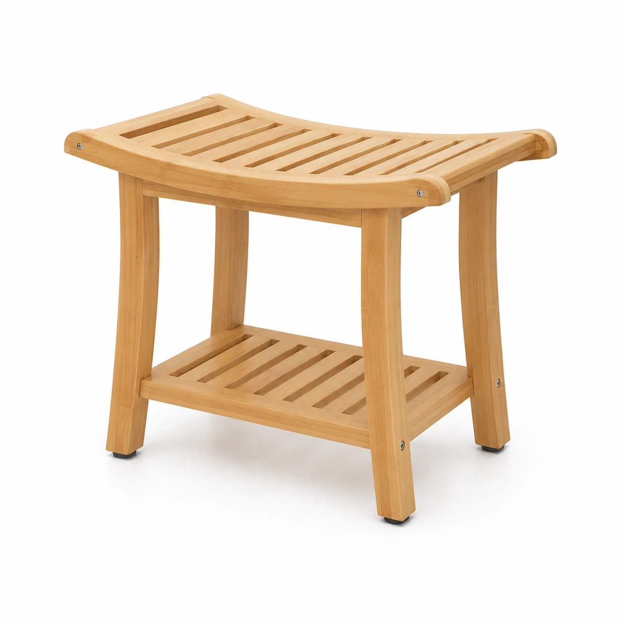 Mesa auxiliar con estantes de bambu-furnityx