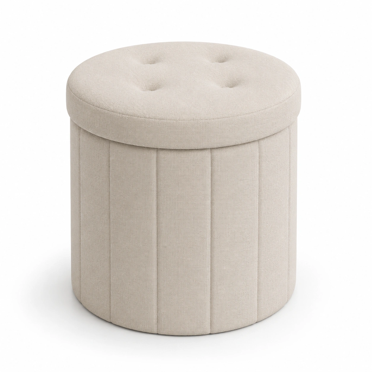 Puf redondo de almacenaje beige-furnityx
