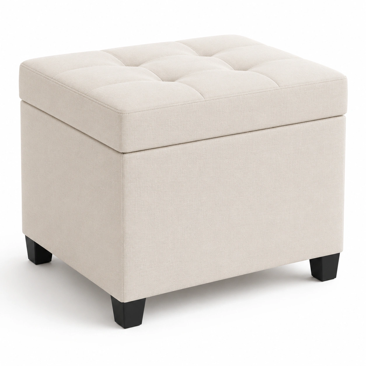 Puf cuadrado beige con almacenaje-furnityx