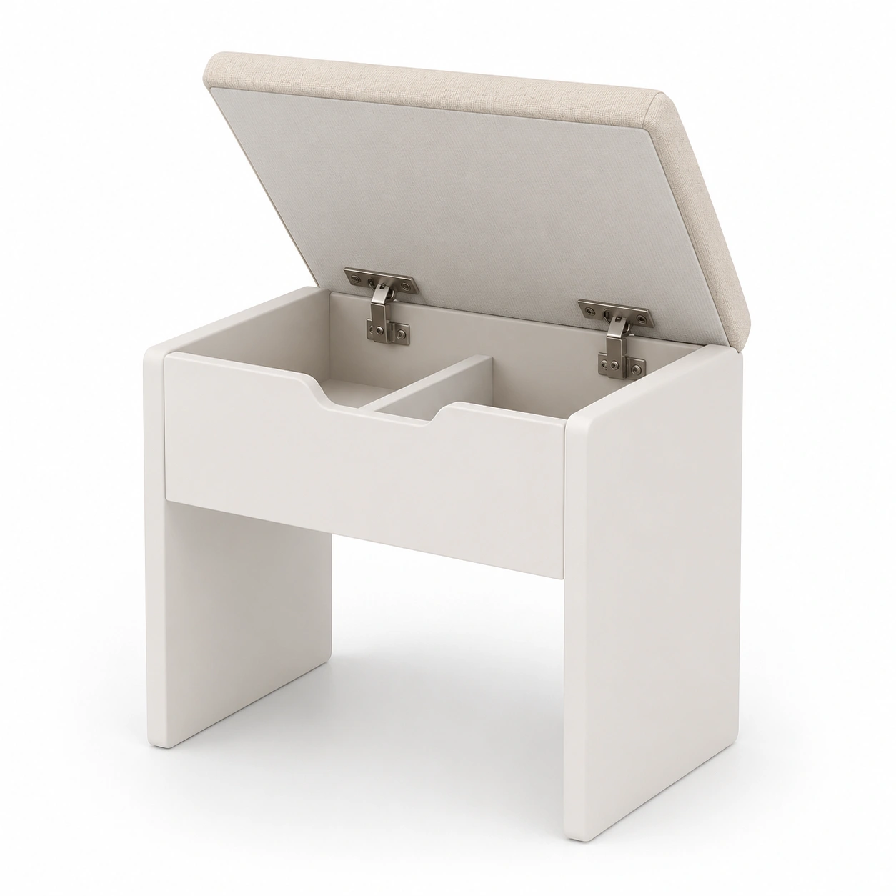 Banco de almacenaje beige con compartimentos-furnityx