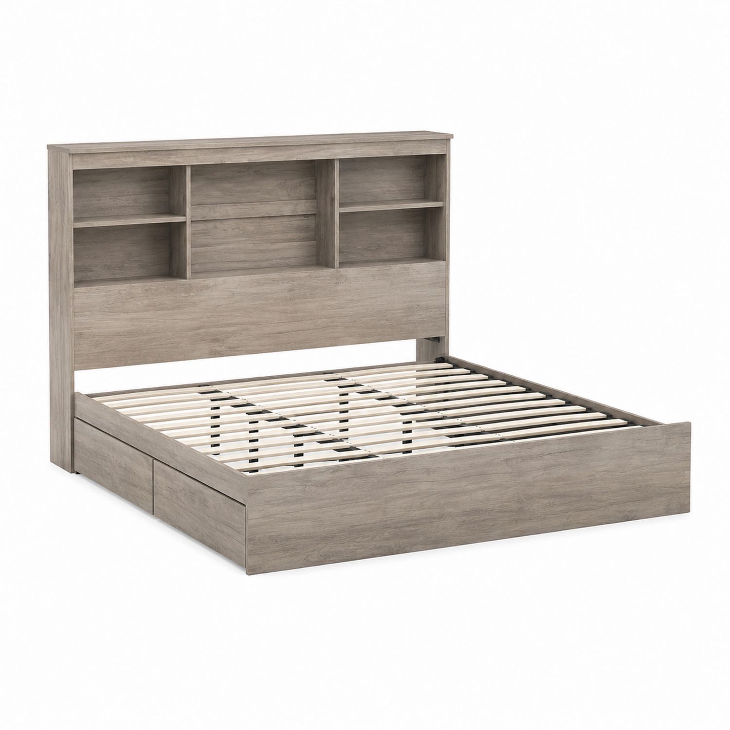 Letto in Legno Ingegnerizzato con Scaffale e Cassetti 200x160 cm-Valexoriano