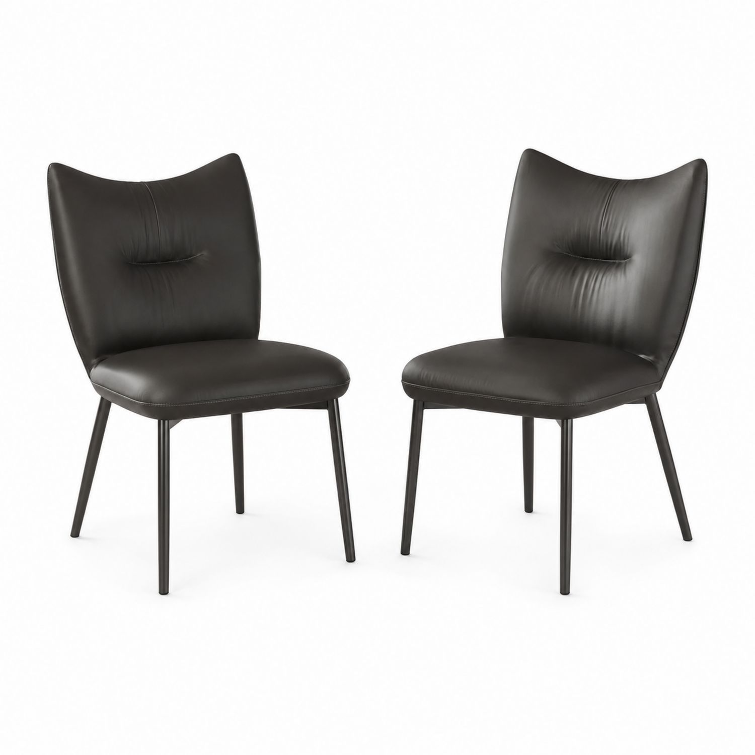 Set di 2 Sedie da Pranzo in Pelle Sintetica con Gambe in Metallo-Valexoriano