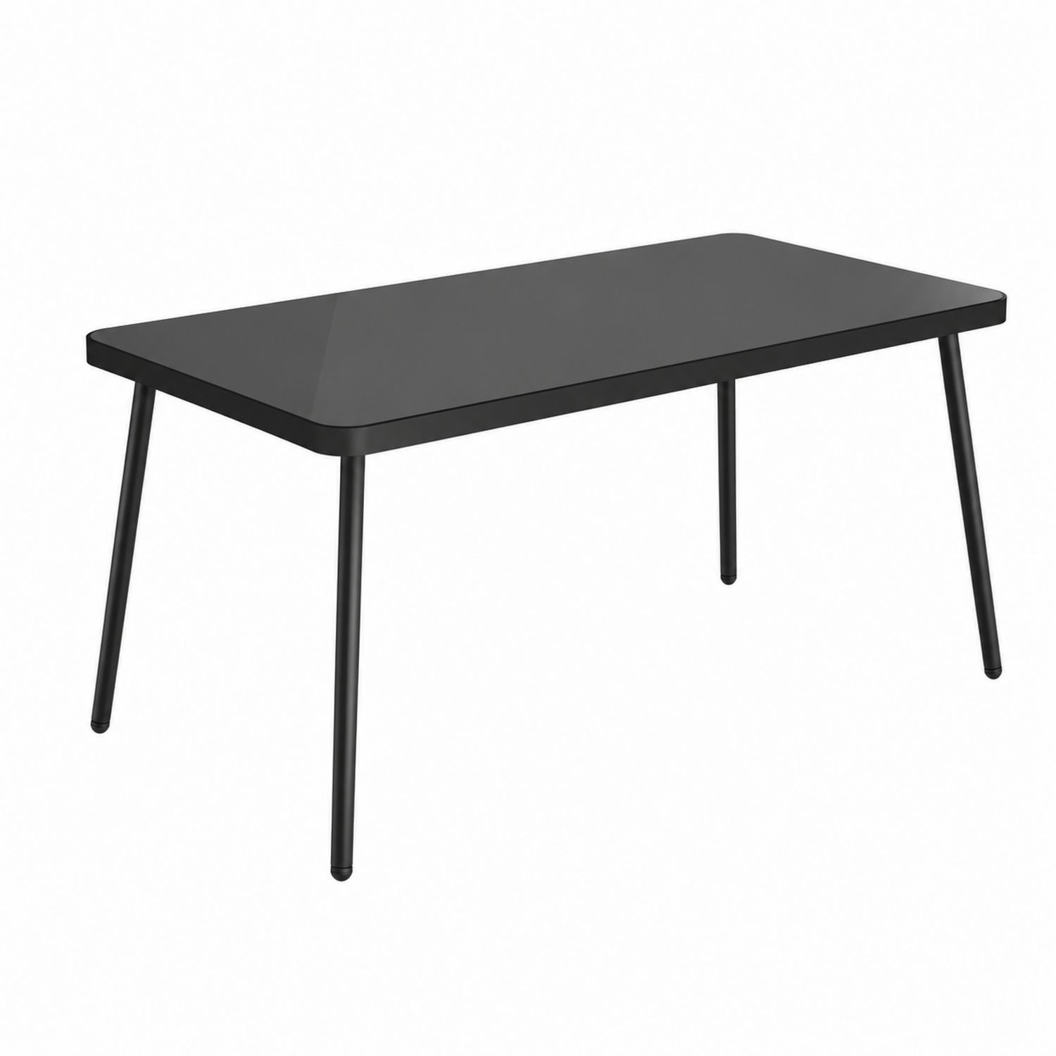 Tavolo da pranzo in vetro temperato e metallo Nero 150x90x75 cm-Valexoriano