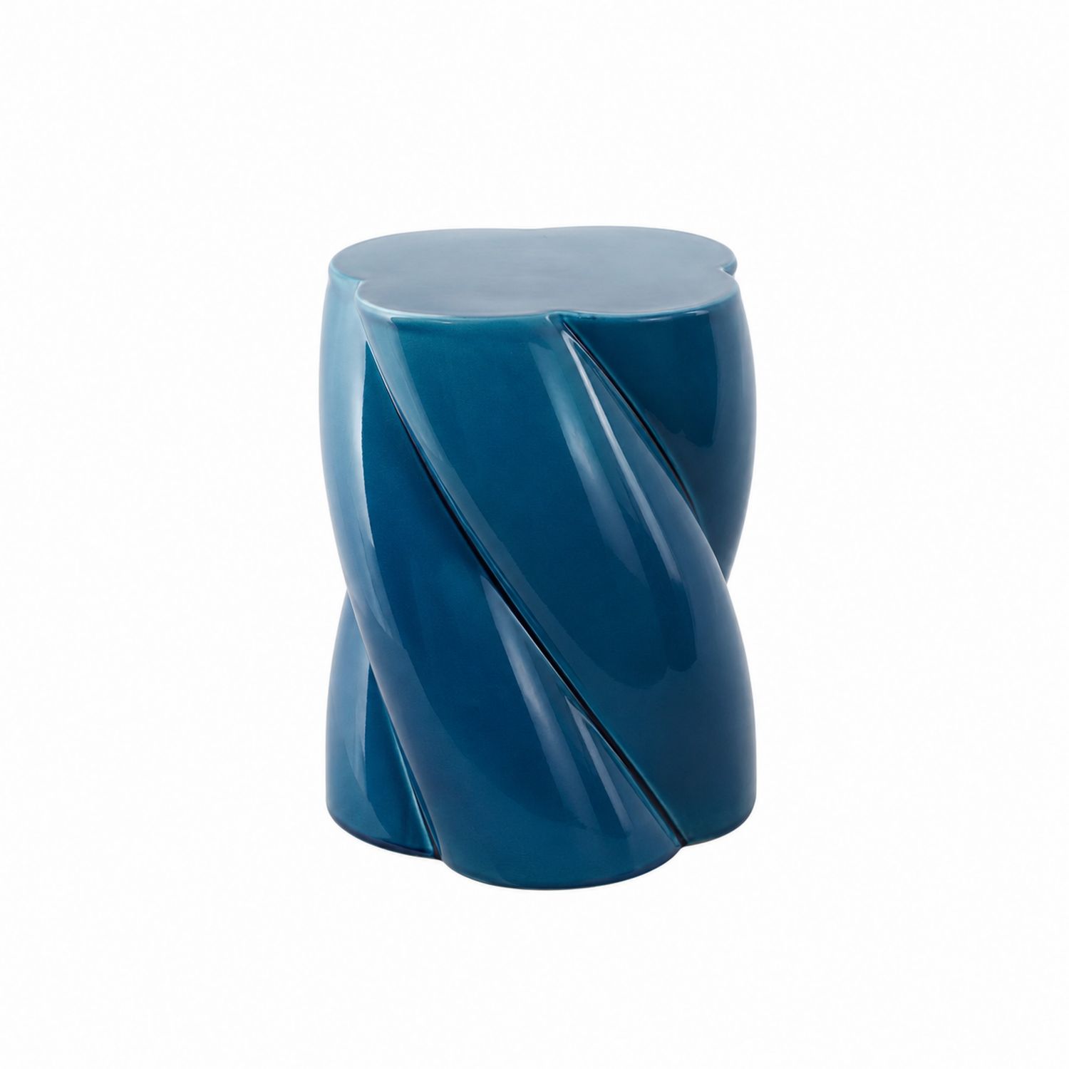 Sgabello in ceramica blu a spirale-Valexoriano