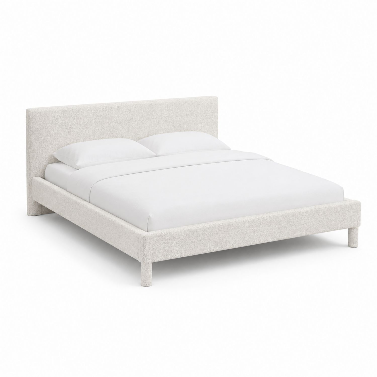 Letto matrimoniale in legno e tessuto bianco-Valexoriano