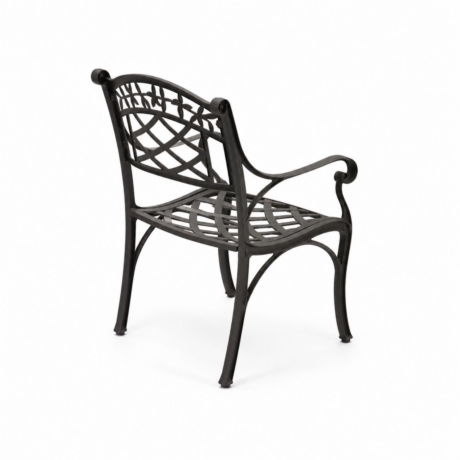 Sedia da giardino in metallo nero con braccioli, 60x55x89 cm-Valexoriano