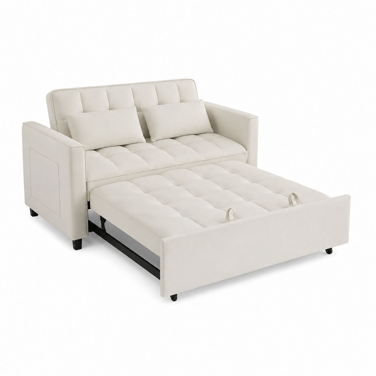 Divano letto matrimoniale in tessuto poliestere Bianco-Valexoriano