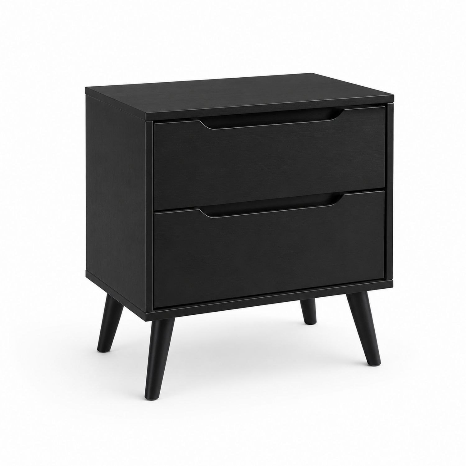 Comodino con 2 cassetti in legno nero-Valexoriano