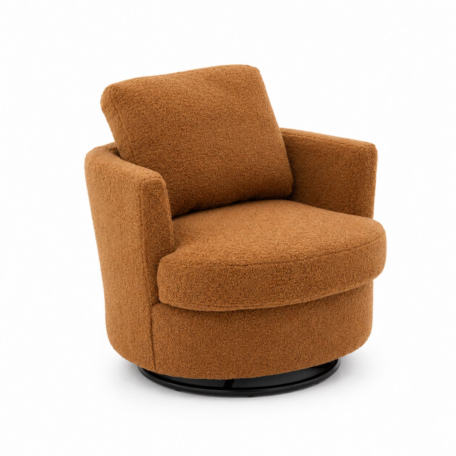 Poltrona girevole in tessuto bouclé Marrone-Valexoriano