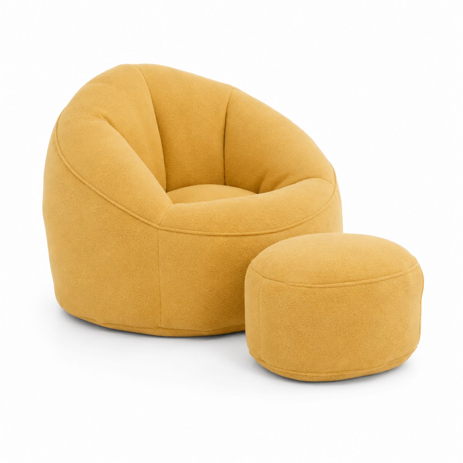 Set Poltrona a Sacco e Pouf in Poliestere Giallo-Valexoriano