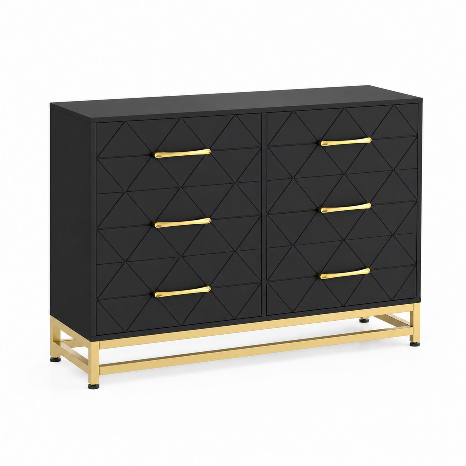 Cassettiera nera in MDF e metallo con 6 cassetti-Valexoriano