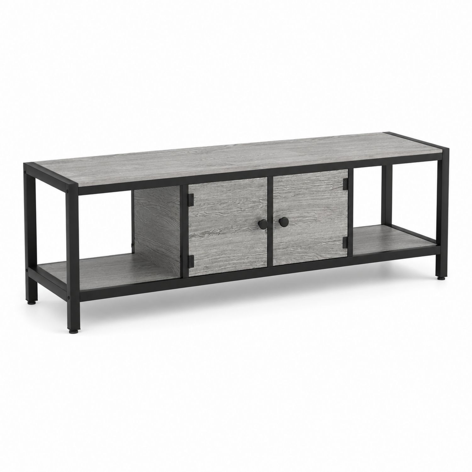 Mobile TV in legno MDF e metallo grigio 120x40x45 cm-Valexoriano