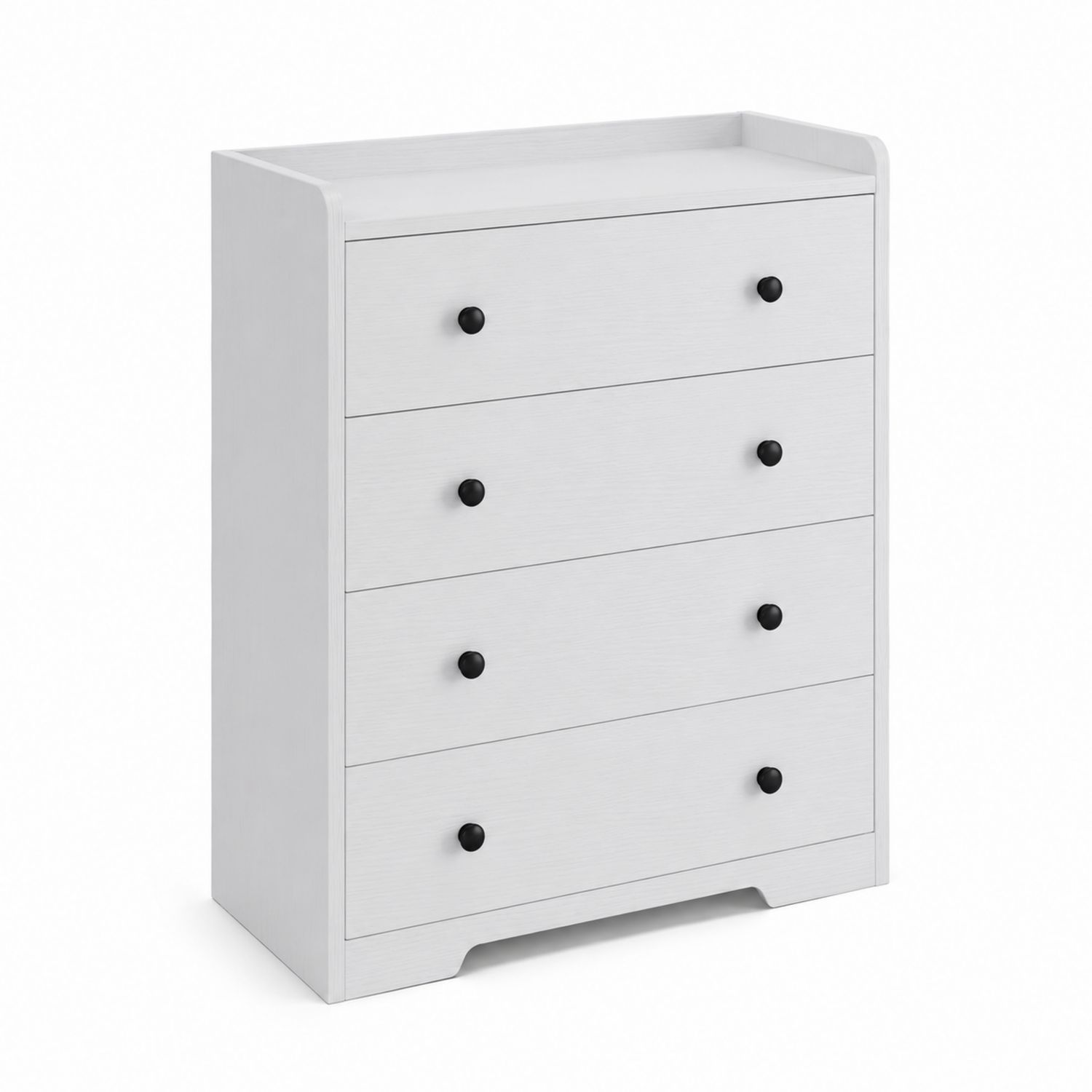 Cassettiera in Legno Composito Bianco con Maniglie Nere-Valexoriano