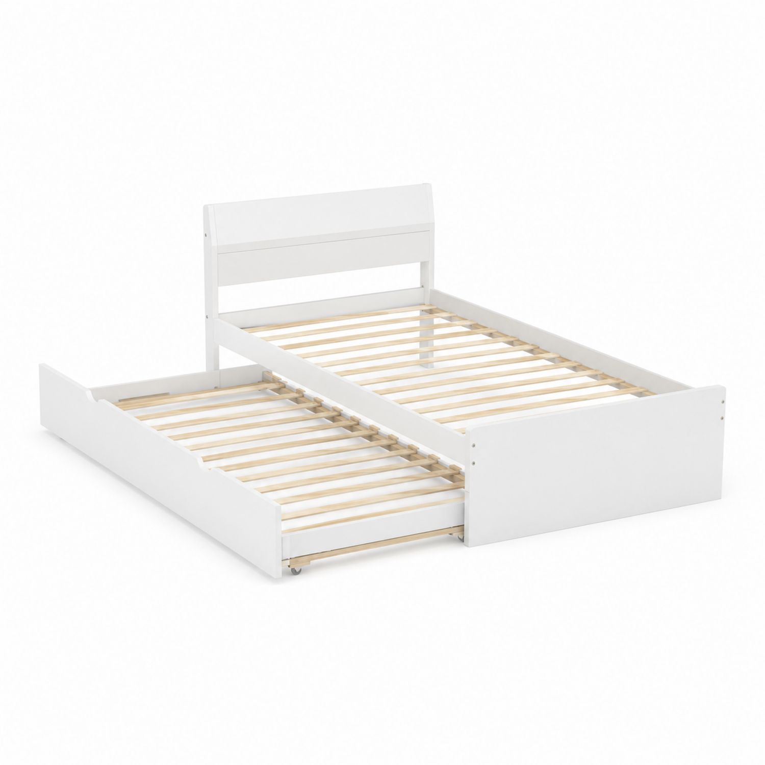 Letto singolo estraibile in MDF e legno di pino bianco 200x90 cm-Valexoriano