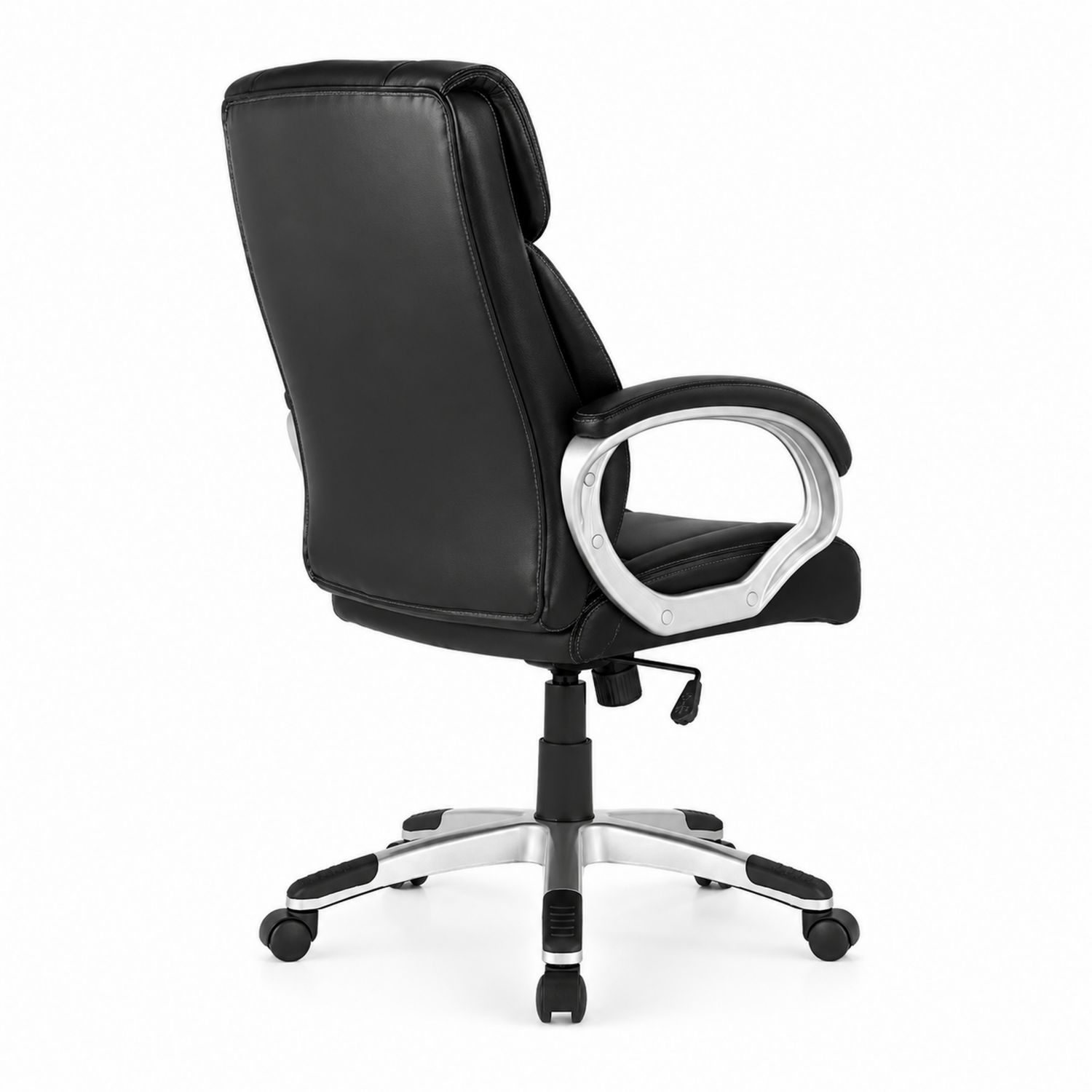 Sedia da ufficio in similpelle nera con base in metallo-Valexoriano