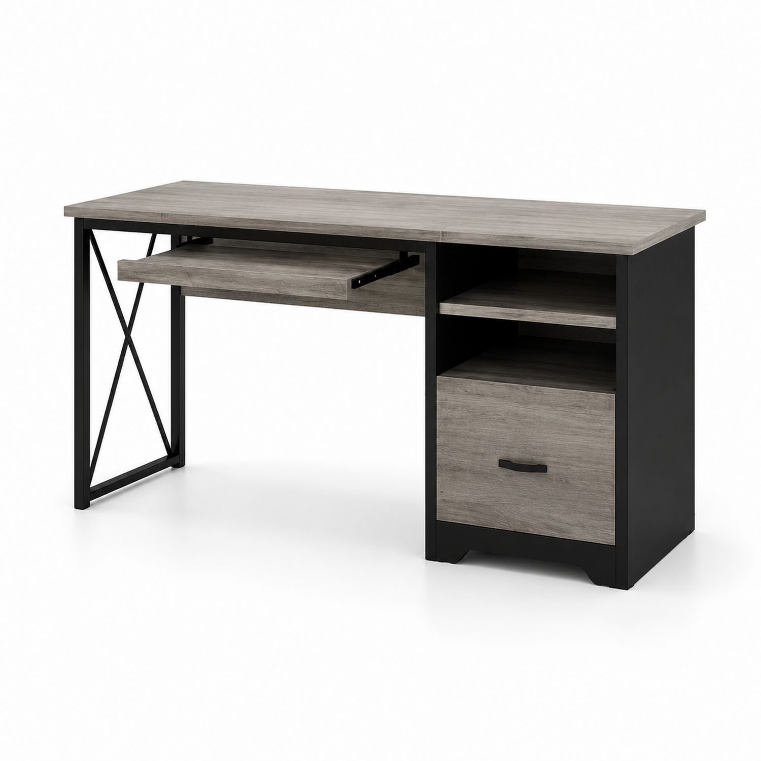Scrivania in Legno composito e Acciaio con Ripiano Estraibile e Cassetto 147x60x76 cm-Valexoriano