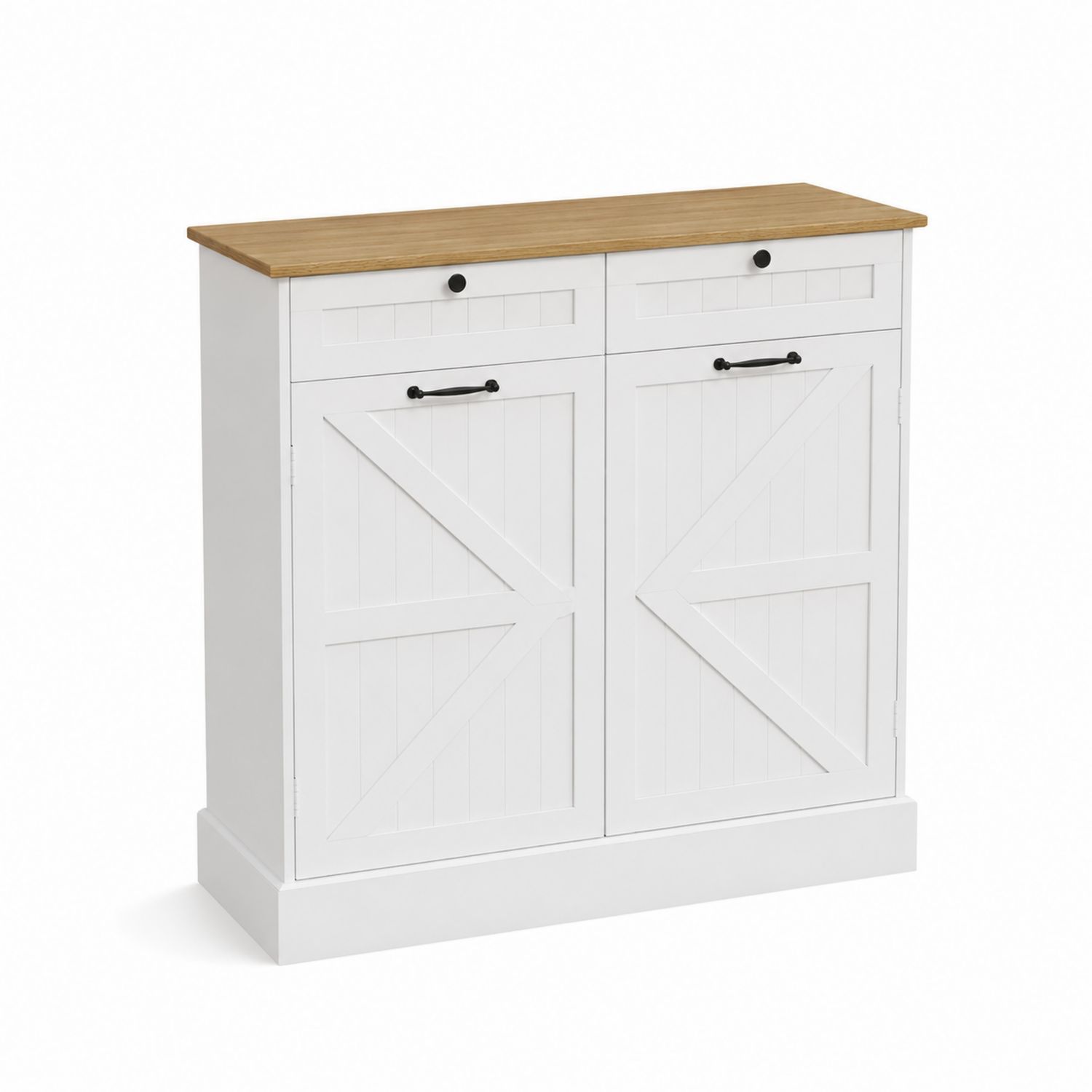 Credenza in Legno con Superficie in Rovere, Due Ante e Due Cassetti-Valexoriano